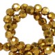 Faceted glass beads 4mm round Gold metallic-pearl shine coating